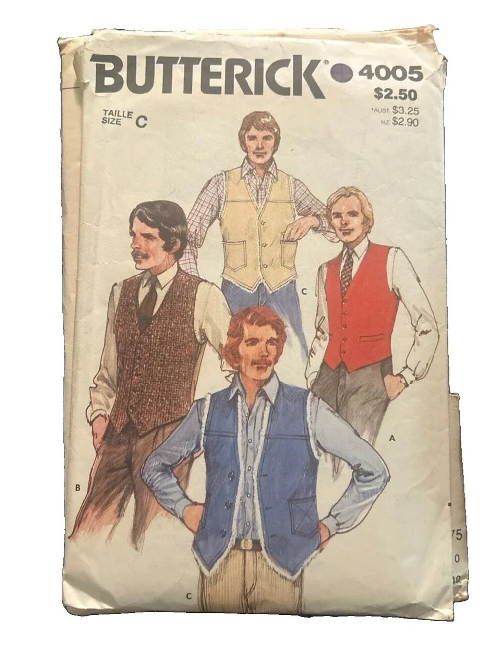 Butterick 4005 Men's Vest Sewing Pattern, Sportswear, Vintage Original